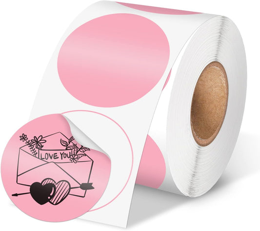 2” Pink Circle Thermal Label, 750 Labels