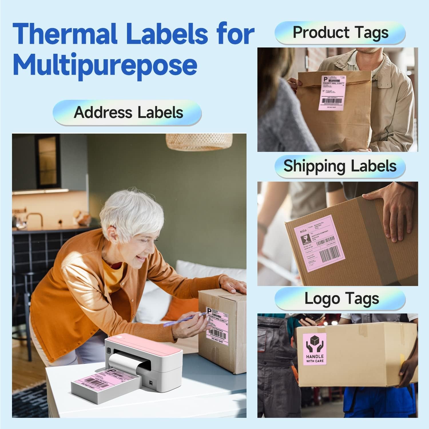 4x6 Pink Thermal Shipping Labels, 500-Pack 