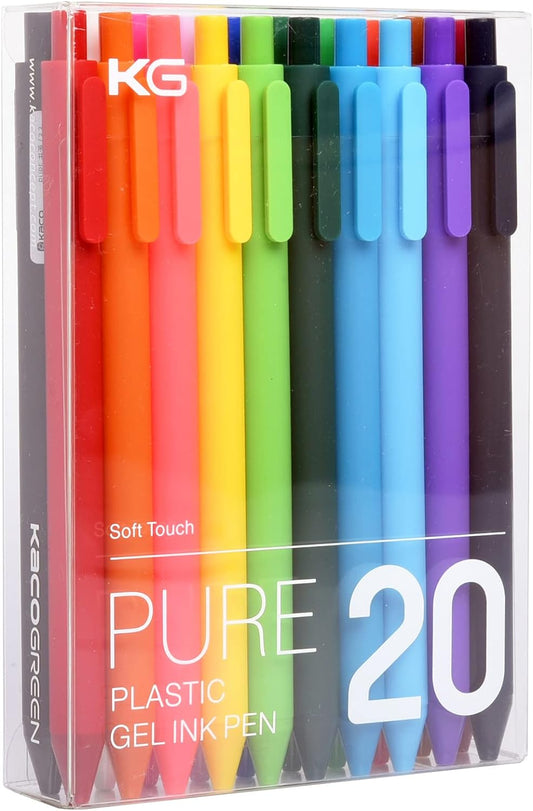 Colored Gel Pens Set - 20-Piece, 0.5mm Fine Point, Quick-Dry Multi-Color Ink